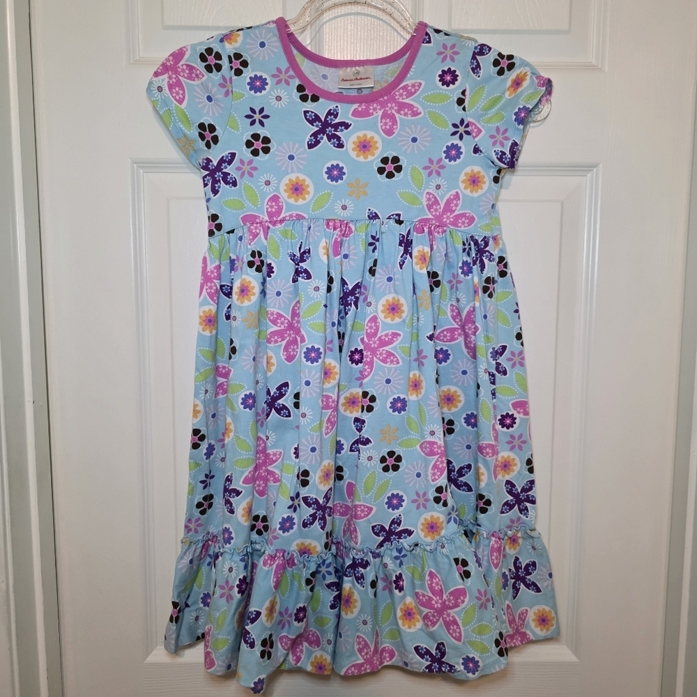 HANNA ANDERSSON  KNIT FUN COLORS RUFFLE HEM    DRESS  GIRLS  Sz 120 (6-7)